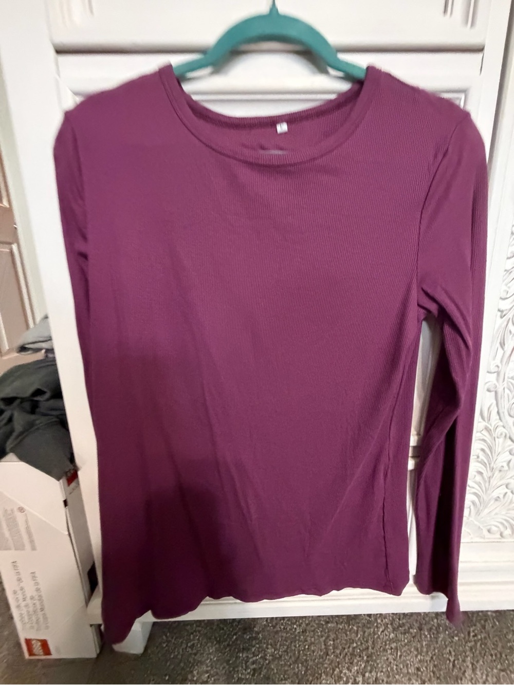Purple Ribbed Long Sleeve Top Size Large Never Worn